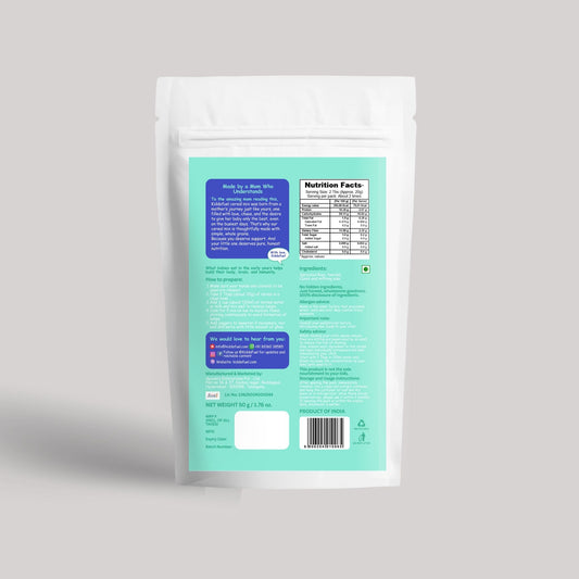 Kiddo Fuel Ragi Toordal Cereal pouch for babies 8 months and above. Stage 2 weaning blend with sprouted ragi, toordal, and cumin. This is composed o calcium, protein and iron.