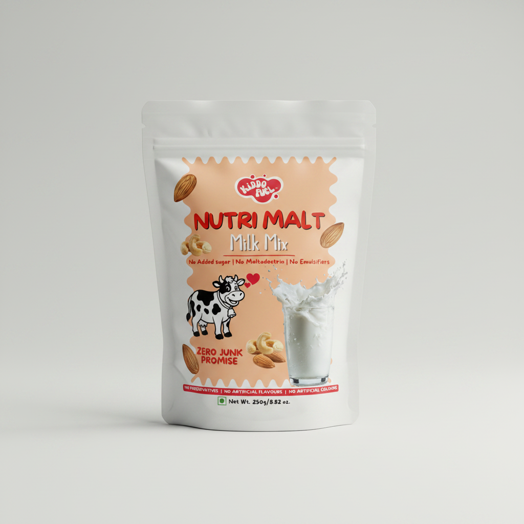 Nutri Malt Milk Mix for Kids (No Added Sugar, No Maltodextrin) | Healthy Homemade Style Drink Mix with Nuts & Sprouted Grains | 250g