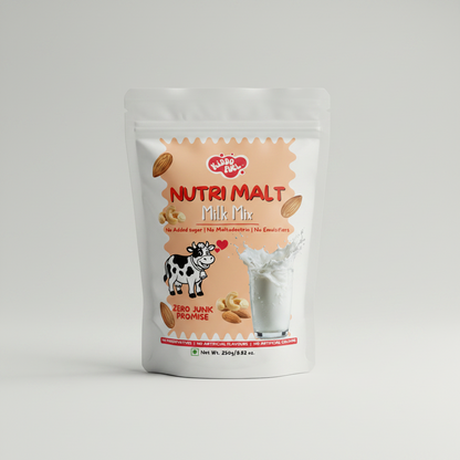 Nutri Malt Milk Mix for Kids (No Added Sugar, No Maltodextrin) | Healthy Homemade Style Drink Mix with Nuts & Sprouted Grains | 250g