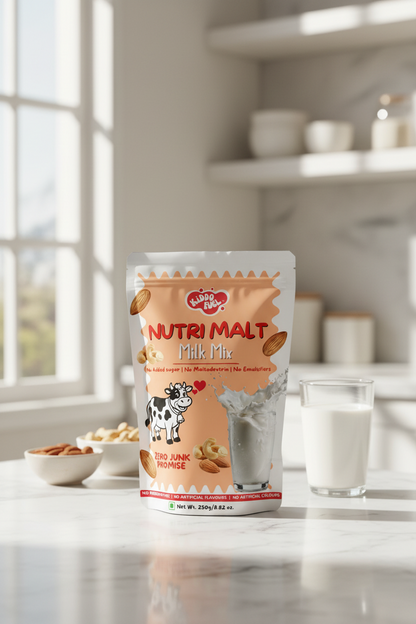Nutri Malt Milk Mix for Kids (No Added Sugar, No Maltodextrin) | Healthy Homemade Style Drink Mix with Nuts & Sprouted Grains | 250g