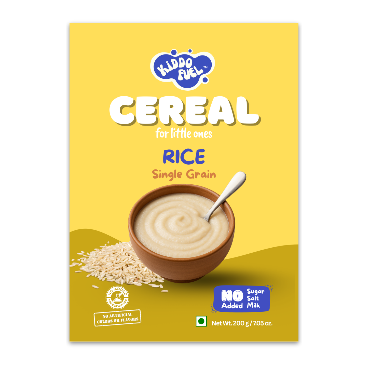 Kiddo Fuel Rice Cereal 200g pack - single ingredient baby food for 6+ months
