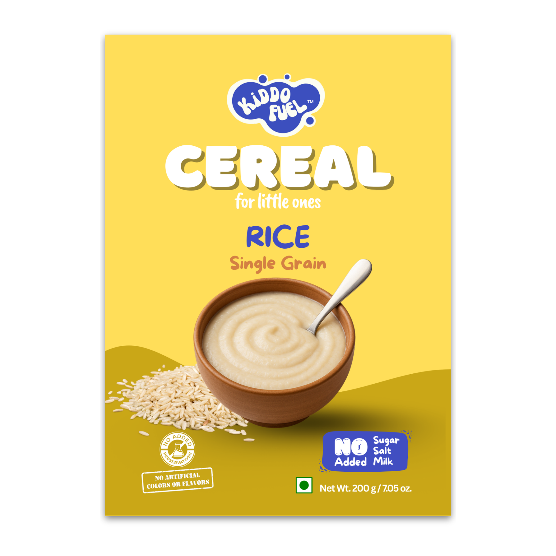 Kiddo Fuel Rice Cereal 200g pack - single ingredient baby food for 6+ months