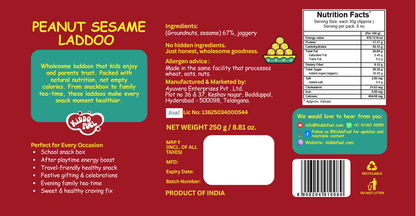 Kiddo Fuel Clean Label: 100% natural peanut sesame snack with no preservatives, no liquid glucose, and no palm oil