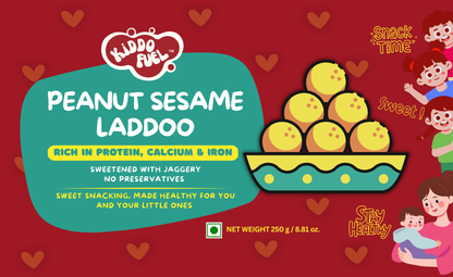 Kiddo Fuel Clean Label: 100% natural peanut sesame snack with no preservatives, no liquid glucose, and no palm oil, no colours 