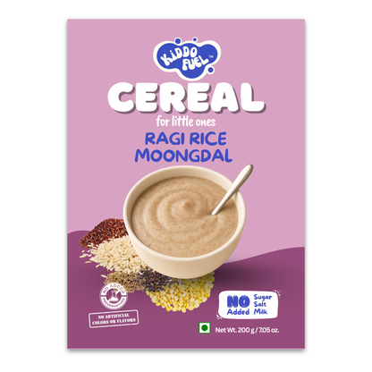 Kiddo Fuel Ragi Rice Moongdal Cereal 200g pack - Stage 3 baby food with sprouted ragi, rice, moongdal and spices