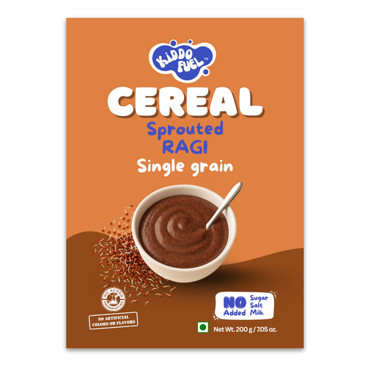 Kiddo Fuel Sprouted Ragi Cereal 200g pack - natural baby food for 6+ months