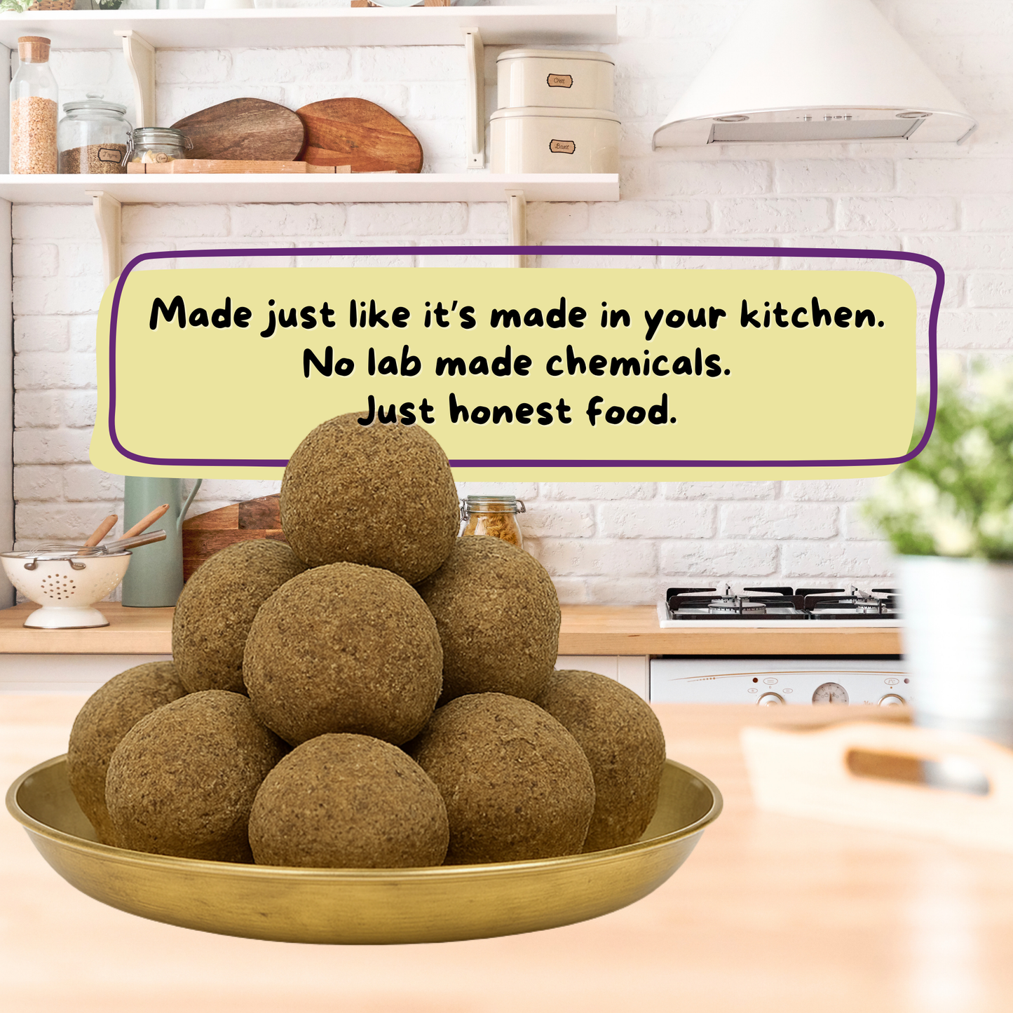 Kiddo Fuel Clean Label: 100% natural Urad Dal Ladoo with no refined sugar, no palm oil, and no preservatives