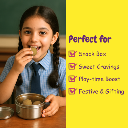 Healthy snacks for kids: Kiddo Fuel Urad Dal Sunnundalu for school tiffin boxes and energy boosting