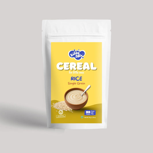 Kiddo Fuel Rice Cereal pouch for babies 6 months and above. Smooth, easy-to-digest cereal made from 100% rice with no preservatives.
